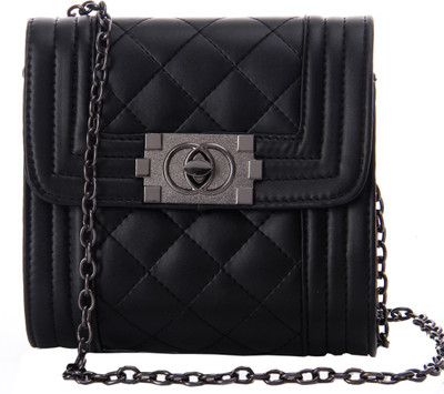 

GLAM DIVA Women Casual Black PU Sling Bag