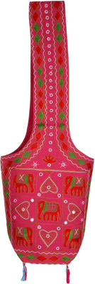 

Rajrang Women Casual Pink, Green Cotton Sling Bag, Green;pink