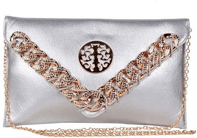 

Trendberry Women Silver PU Sling Bag