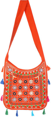 

Rajrang Women Casual Orange Cotton Sling Bag
