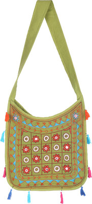 

Rajrang Women Evening/Party Green Cotton Sling Bag