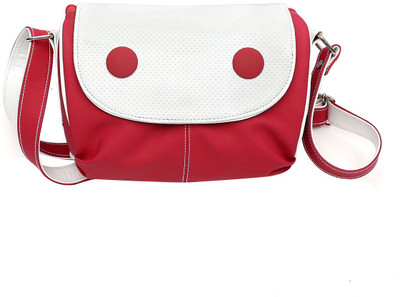 

Hawai Women Casual White, Red PU Sling Bag, Red;white