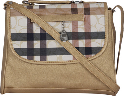 

Felicita Women Casual Gold, Beige PU Sling Bag, Beige;gold