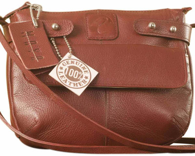 

eZeeBags Women Casual Maroon Genuine Leather Sling Bag