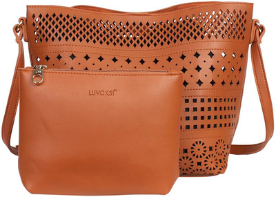 

Luvoksi Women Casual Tan Leatherette Sling Bag