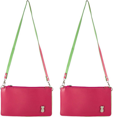 

Heels & Handles Women Pink Leatherette Sling Bag