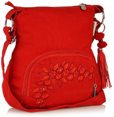 

Shrih Women Casual Red Canvas Sling Bag