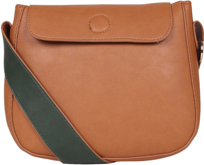

Lino Perros Women Casual Tan Leatherette Sling Bag