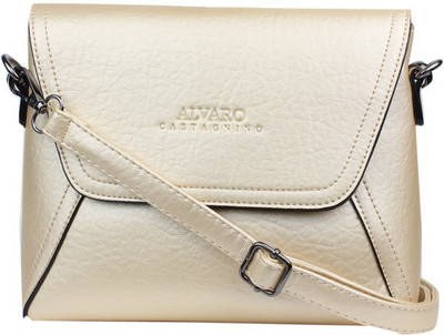 

Alvaro Castagnino Women Casual Gold PU Sling Bag