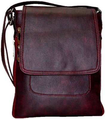 

Rapidcostore Girls Casual Maroon Leatherette Sling Bag