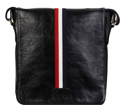 

Scharf Men & Women Casual Black Genuine Leather Sling Bag