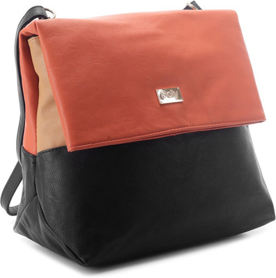 

Allen Solly Women Casual Orange, Black Sling Bag, Black;orange