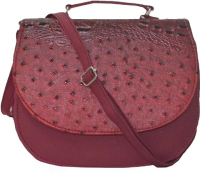 

Kreative Bags Women Casual Maroon PU Sling Bag