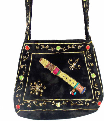 Himalaya Handicraft Women Black Polyester Shoulder Bag