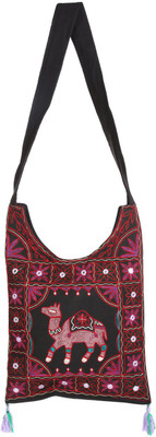 

Rajrang Women Casual Black, Purple Cotton Sling Bag