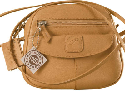 

eZeeBags Women Casual Tan Genuine Leather Sling Bag