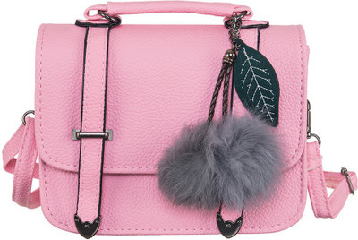 

Peaubella Girls Casual Pink Leatherette Sling Bag