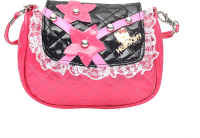 

Hawai Girls Casual Pink, Black PU Sling Bag, Black;pink