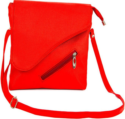 

Promobid Girls Casual Red Cotton Sling Bag