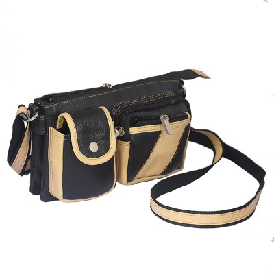 

Rivory Bros Men & Women Black, Beige Genuine Leather Sling Bag, Beige;black