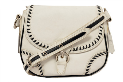 

Indostyle Girls Casual White Genuine Leather Sling Bag
