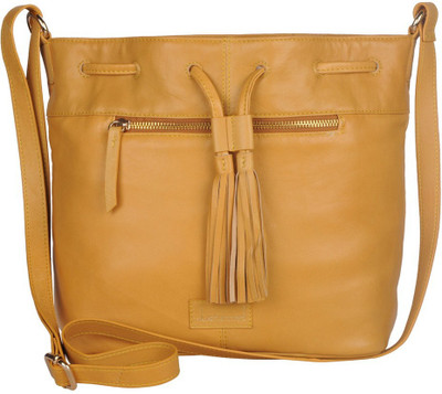 

Justanned Women Casual Yellow Genuine Leather Sling Bag