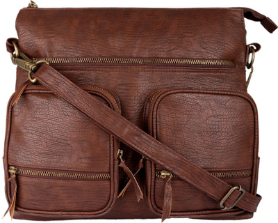 

Fine Arch Women Casual Brown PU Sling Bag