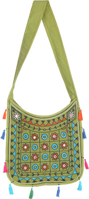 

Rajrang Women Casual Green Cotton Sling Bag