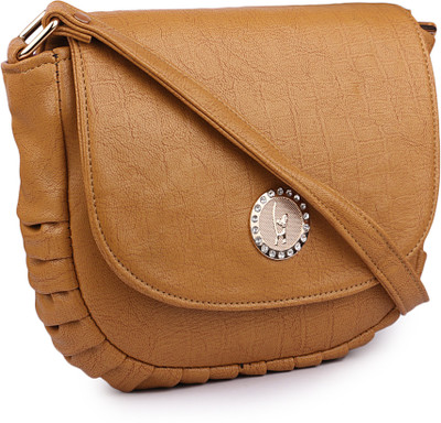 

Glasy Girls Casual Brown Genuine Leather Sling Bag