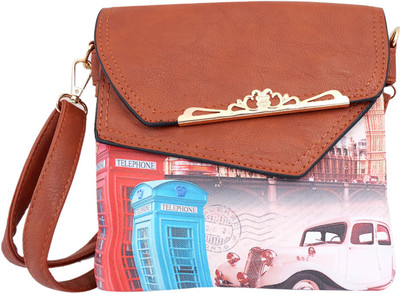 

Super Drool Women Casual Brown PU Sling Bag