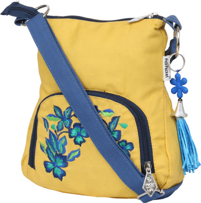 

Pickpocket Women Casual Yellow Canvas Sling Bag