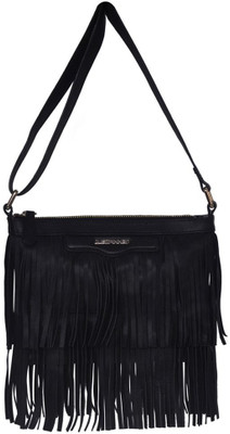 

Justanned Women Casual Black Genuine Leather Sling Bag