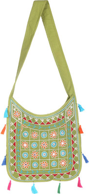 

Rajrang Women Casual Green Cotton Sling Bag