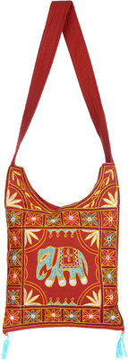 

Rajrang Women Casual Maroon Cotton Sling Bag