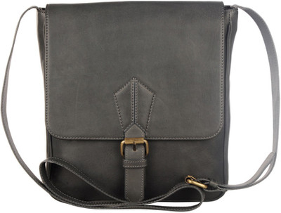 

Justanned Men Casual Grey Genuine Leather Messenger Bag