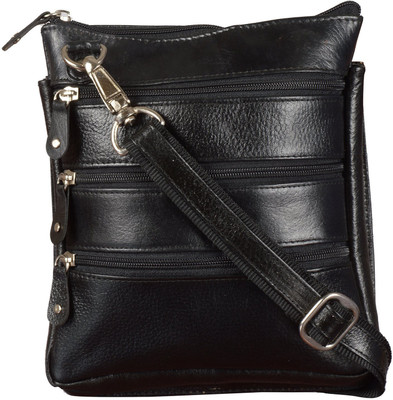 

Blu Whale Men & Women Casual Black Genuine Leather Sling Bag