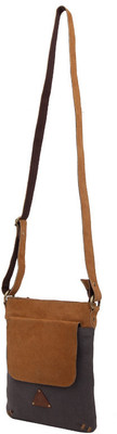 Fabulloso Women Casual Brown Canvas Sling Bag