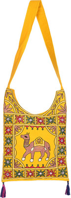 

Rajrang Women Casual Yellow Cotton Sling Bag