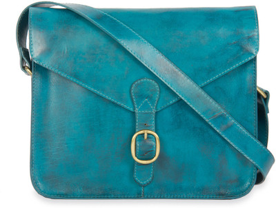 

Calligraphy Women Casual Blue Genuine Leather Sling Bag