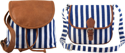 

Lychee Bags Women Casual Blue Canvas Sling Bag
