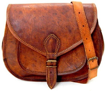 

Pranjals House Girls Casual Brown Genuine Leather Sling Bag