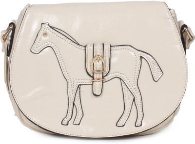 

CRECON Girls Casual White Rexine Sling Bag