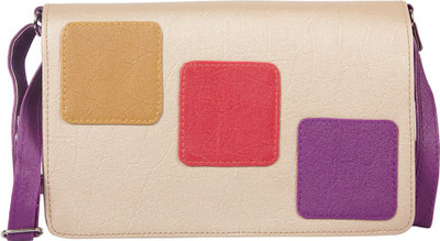 

Polki Girls Casual Beige, Purple Leatherette Sling Bag