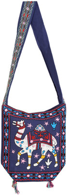 

Rajrang Women Casual Blue, Beige Cotton Sling Bag, Beige;blue