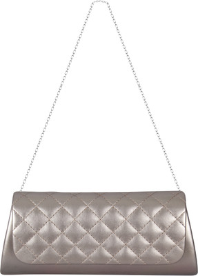 

Merci Women Evening/Party Silver Leatherette Sling Bag