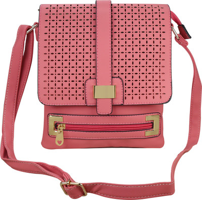 

AZEEZ Girls Casual Pink Rexine Sling Bag