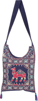 

Rajrang Women Casual Blue Cotton Sling Bag