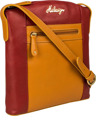 

Hidesign Women Formal Red, Tan Genuine Leather Sling Bag