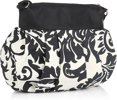 

Home Heart Women Casual Black, White Canvas, PU Sling Bag