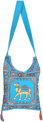 

Rajrang Women Casual Blue Cotton Sling Bag